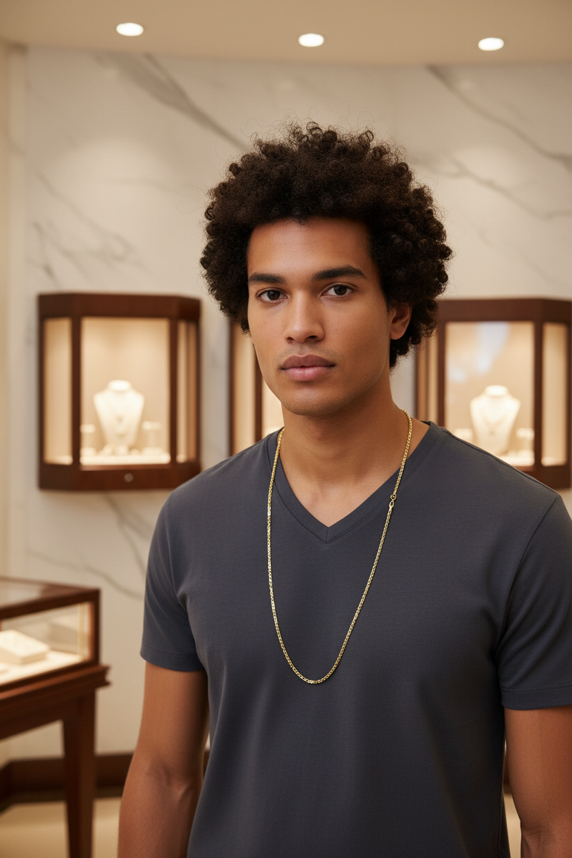 18k Solid Figaro Chain 24'