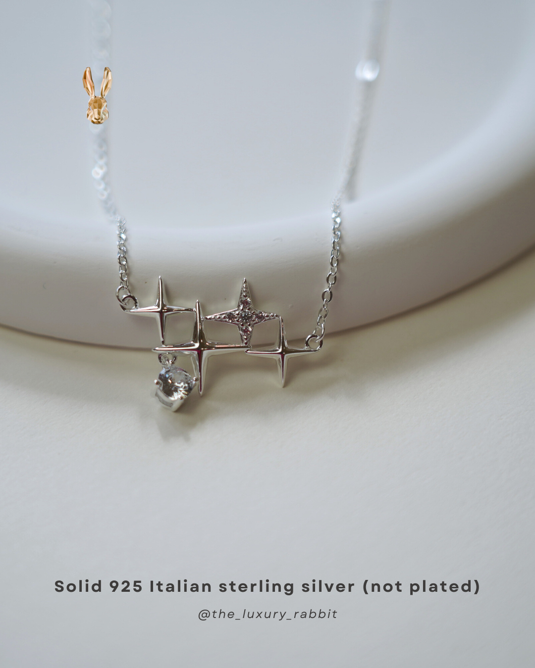 Italian 925 Silver Star Cluster Necklace ✨