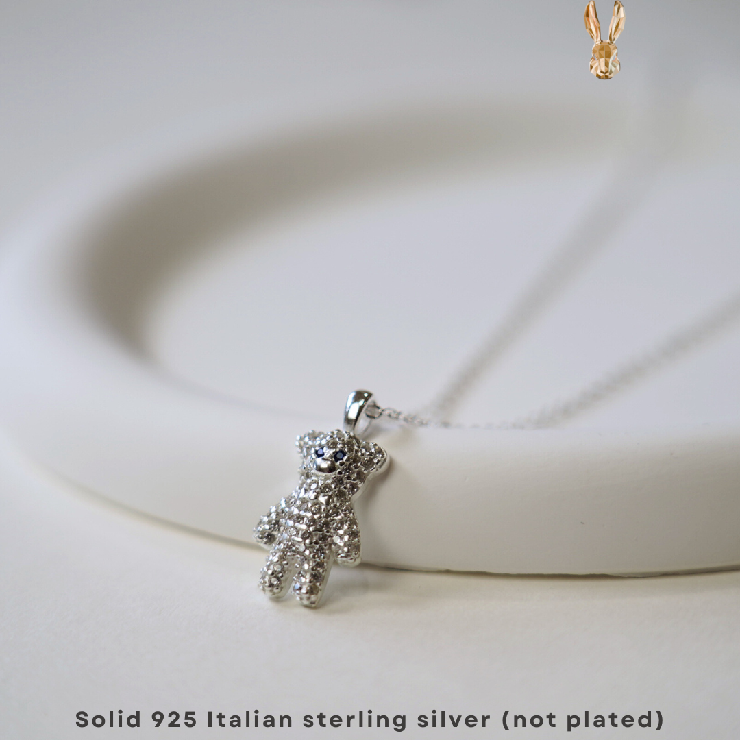 Italian 925 Silver Teddy Bear Pendant Necklace 🧸✨