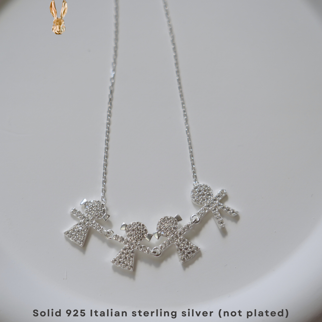 Italian 925 Silver Kids Holding Hands Necklace