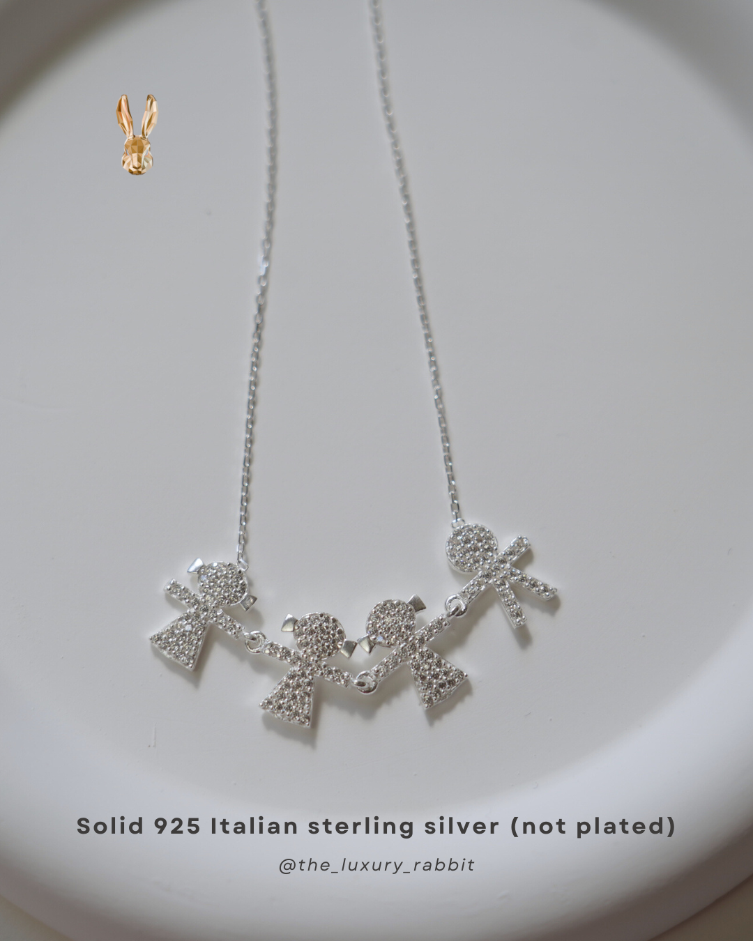 Italian 925 Silver Kids Holding Hands Necklace