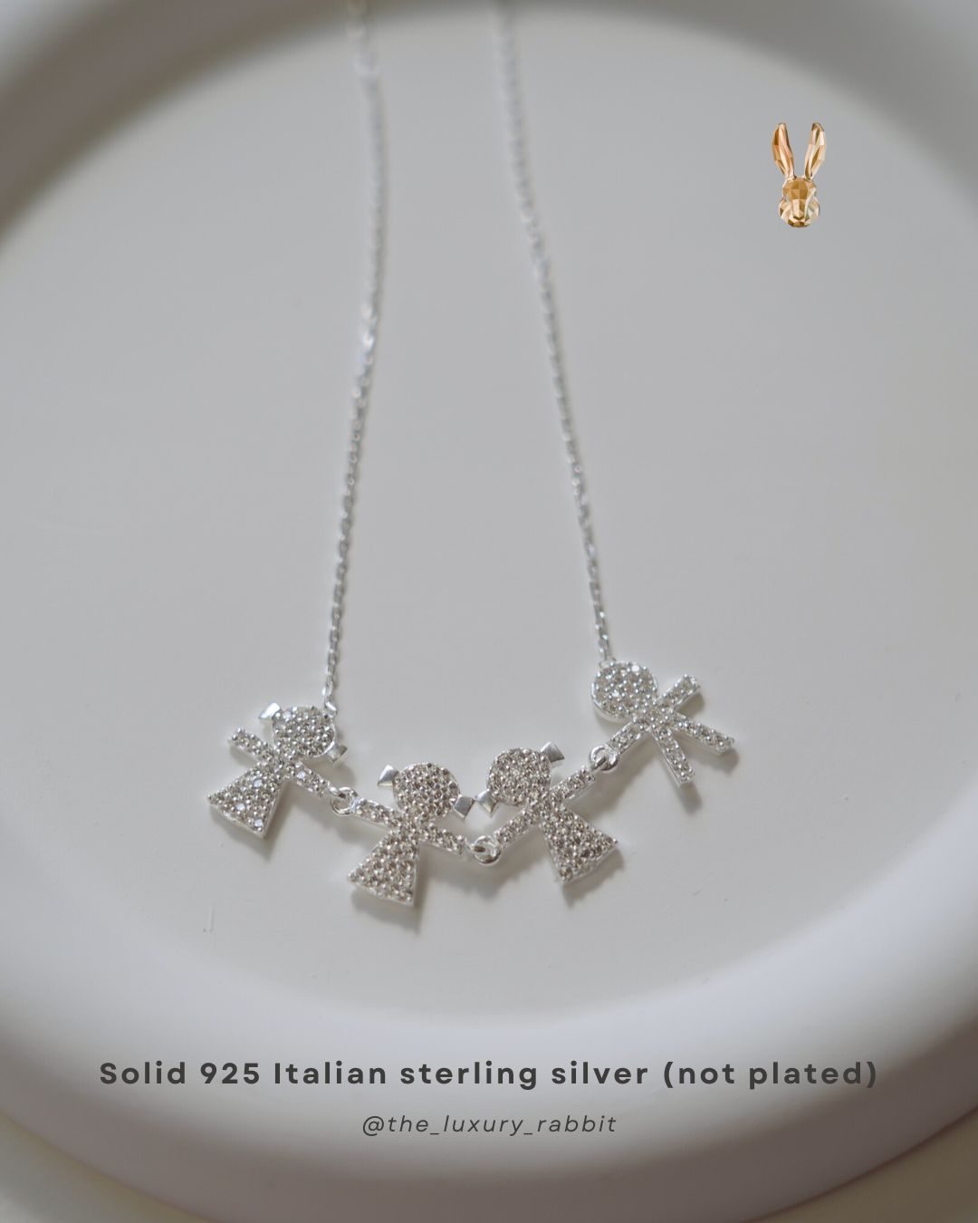 Italian 925 Silver Kids Holding Hands Necklace