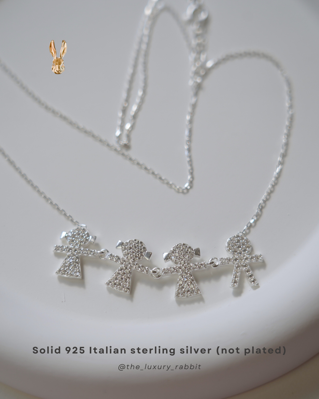 Italian 925 Silver Kids Holding Hands Necklace