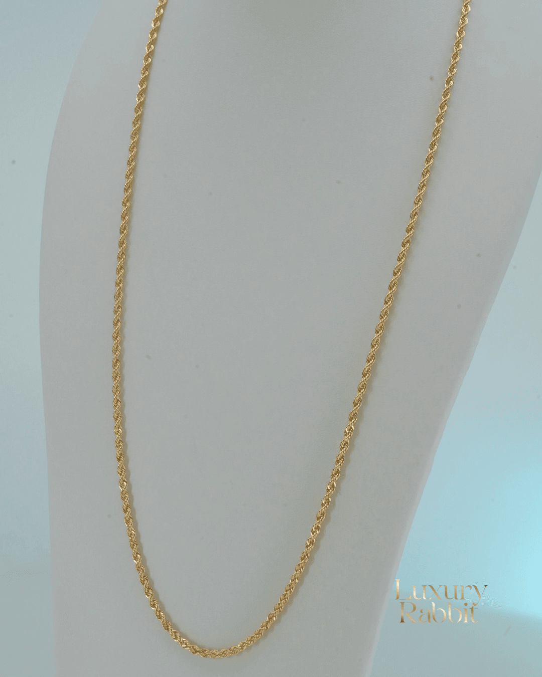 18k Gold Rope Chain Luxury Rabbit 24'