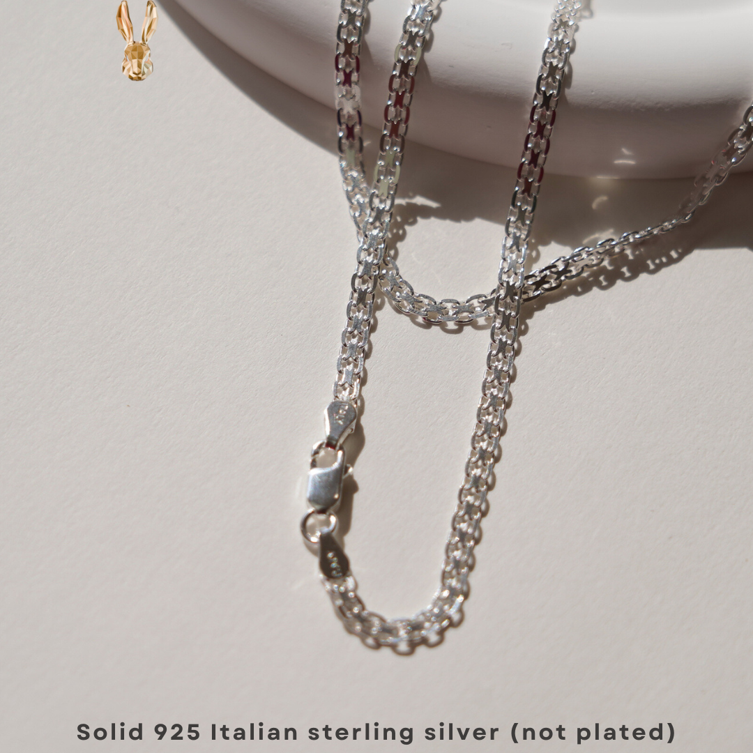 Italian 925 Silver bismark Chain Necklace