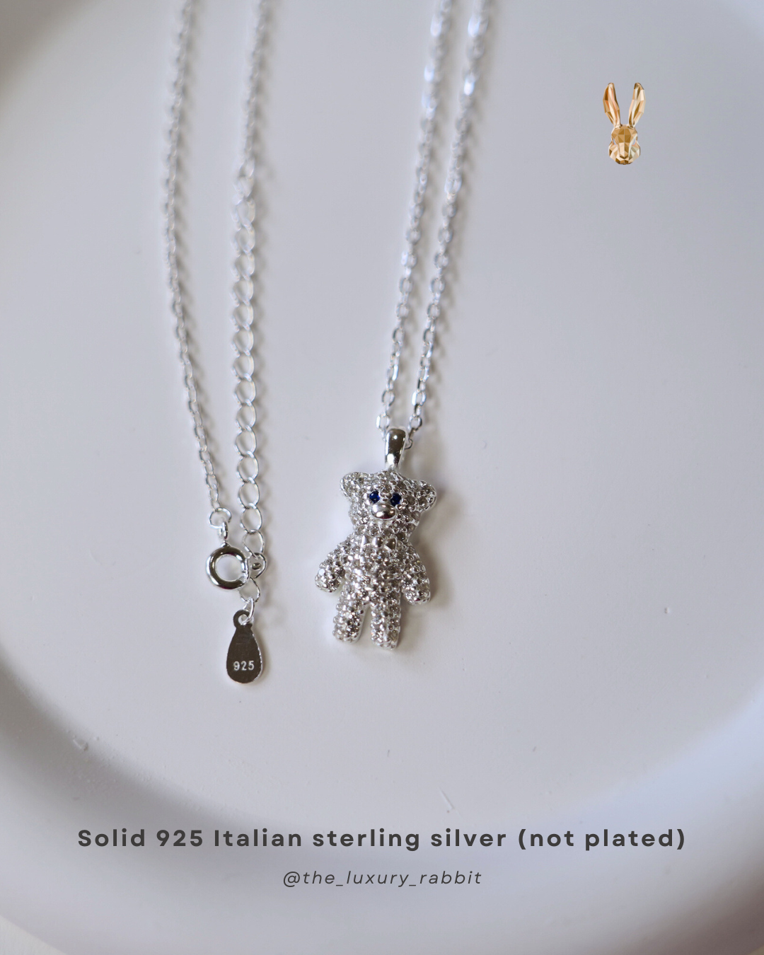 Italian 925 Silver Teddy Bear Pendant Necklace 🧸✨