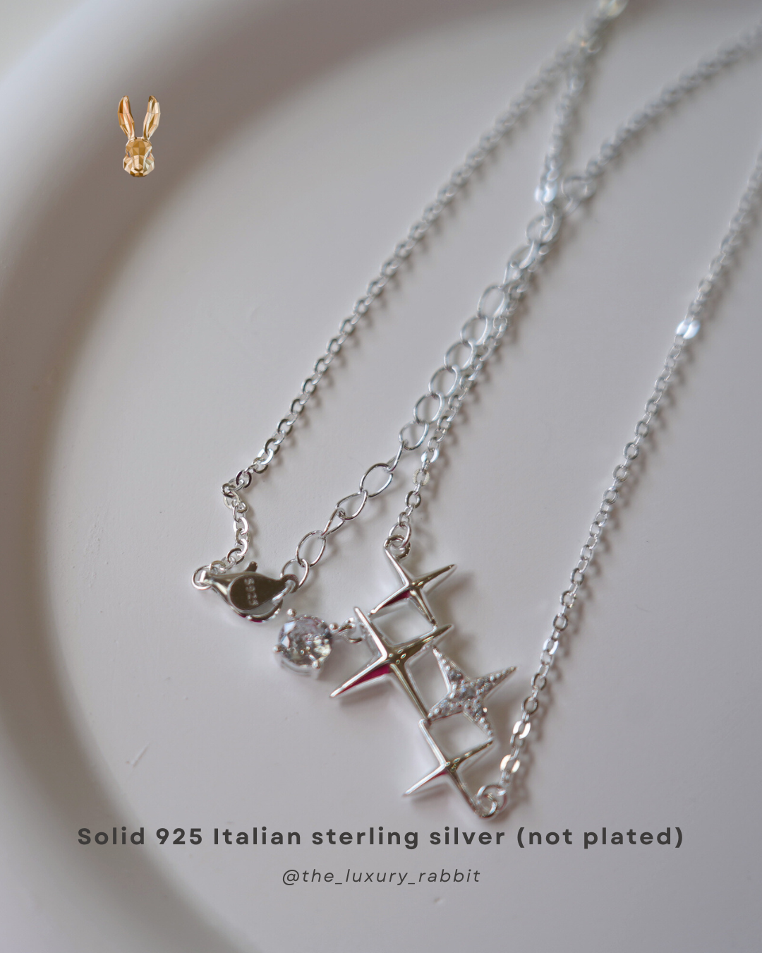 Italian 925 Silver Star Cluster Necklace ✨