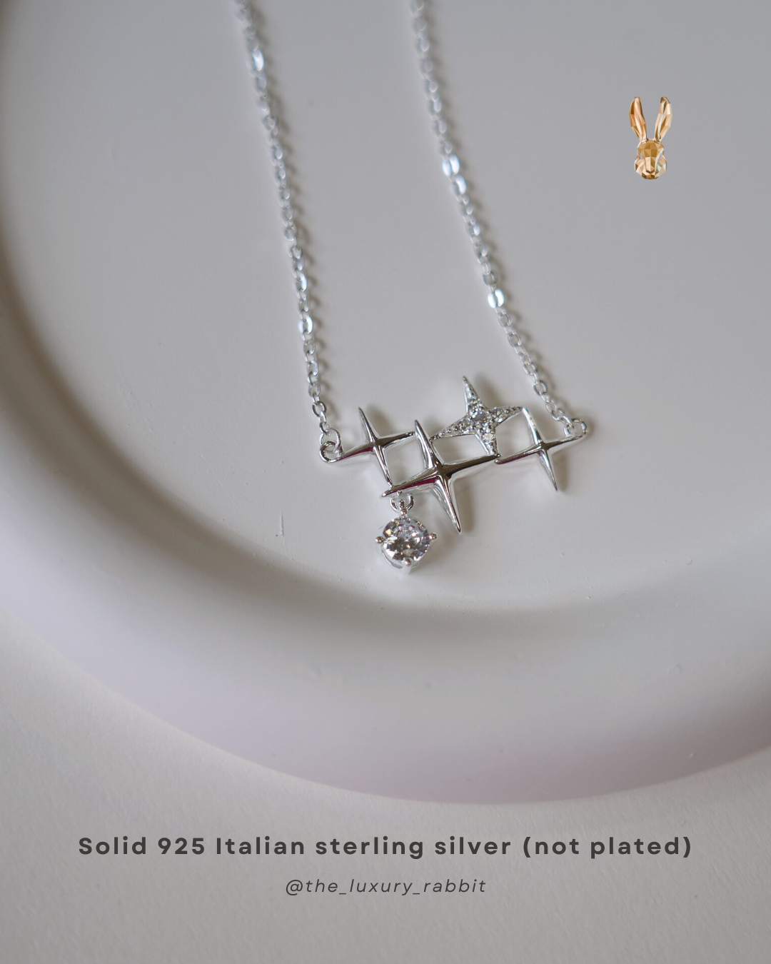 Italian 925 Silver Star Cluster Necklace ✨