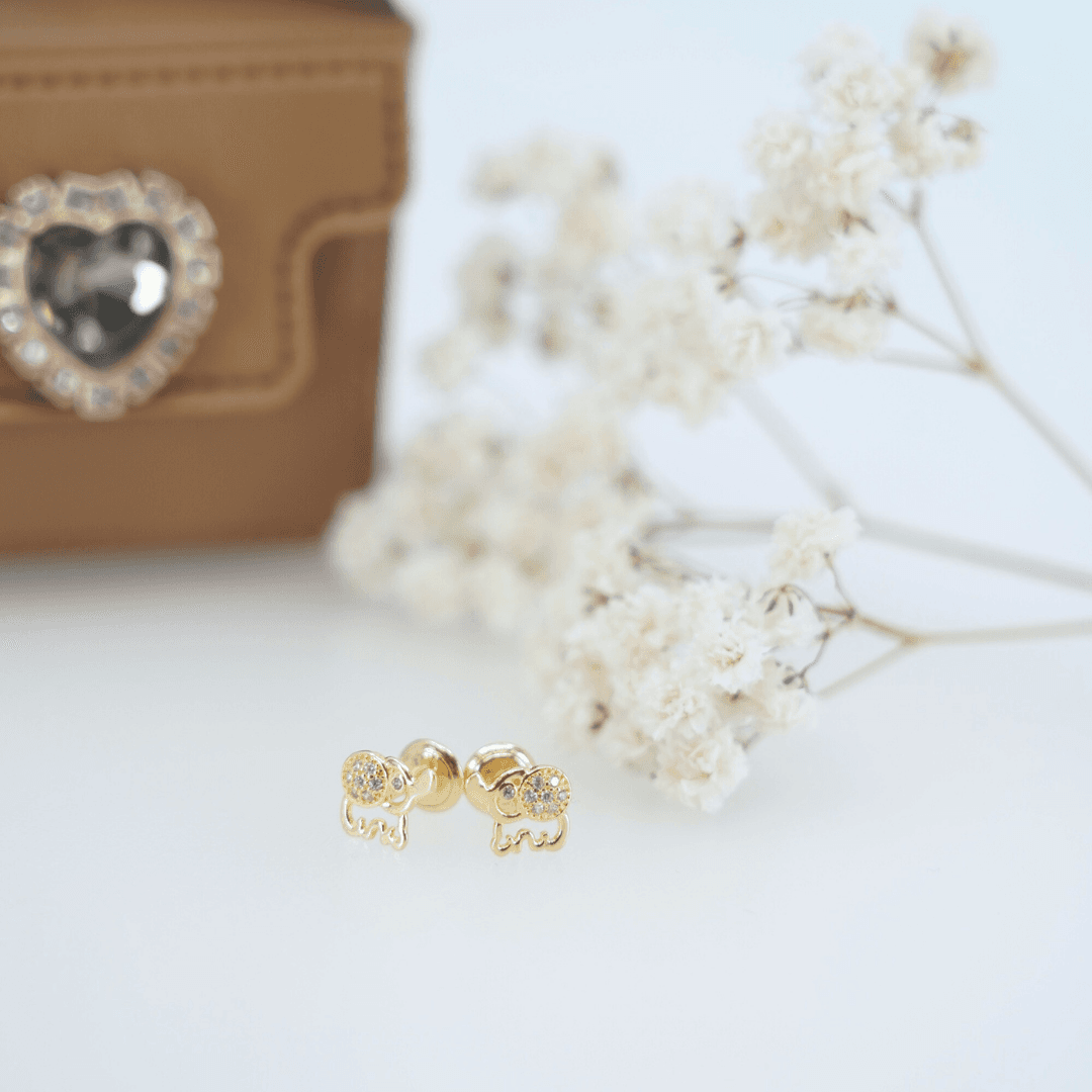 18k Gold Elephant Stud Earrings