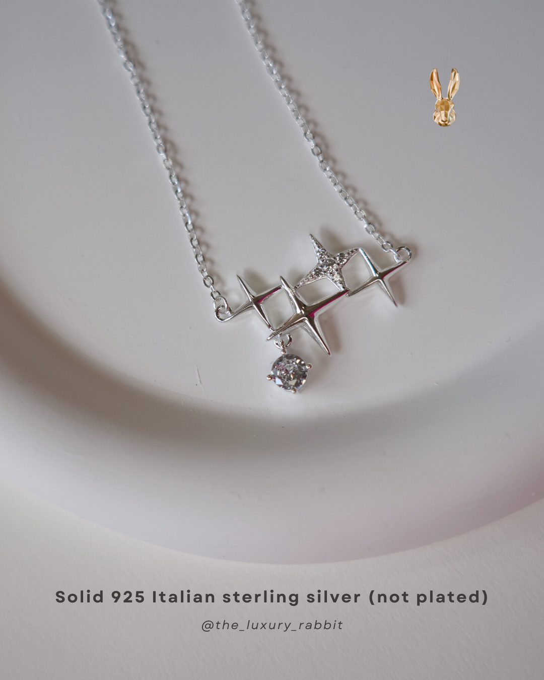 Italian 925 Silver Star Cluster Necklace ✨