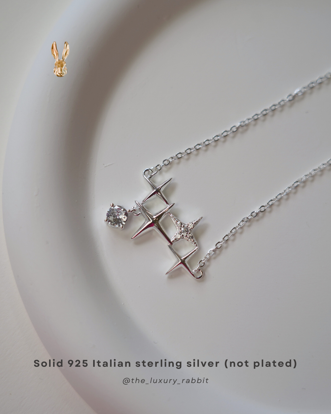 Italian 925 Silver Star Cluster Necklace ✨