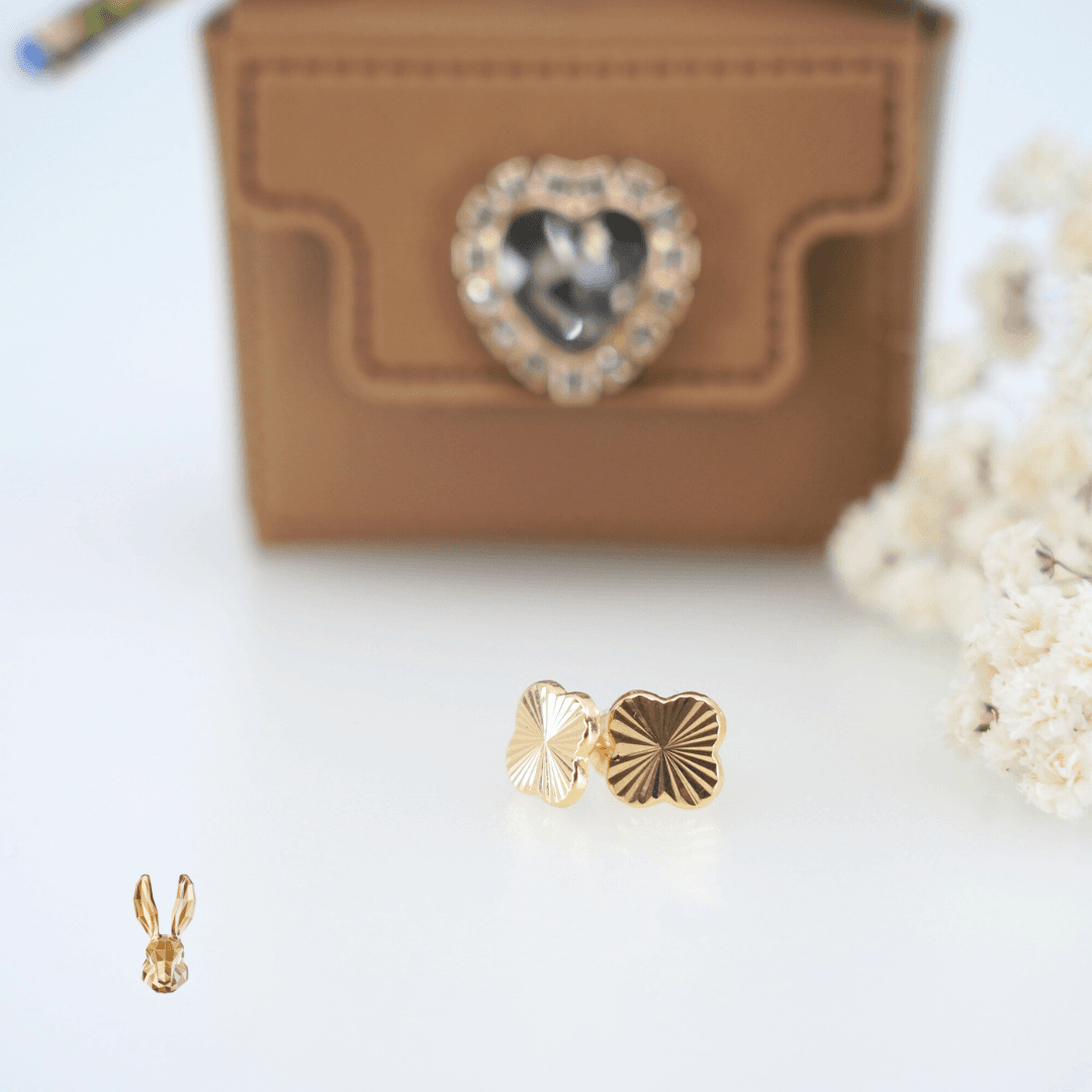 18k clover flower small earring