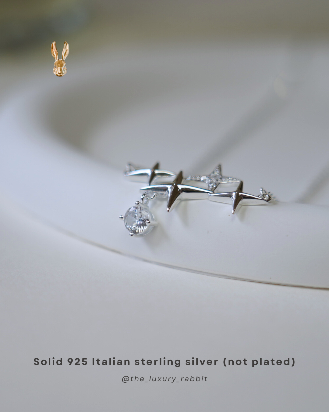 Italian 925 Silver Star Cluster Necklace ✨