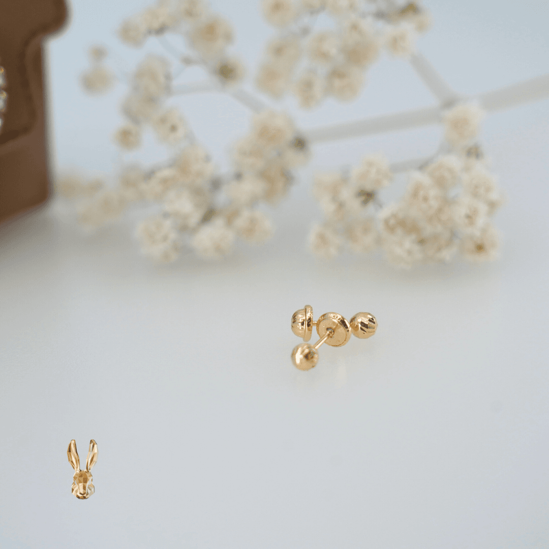 18k diamond cut ball earrings small