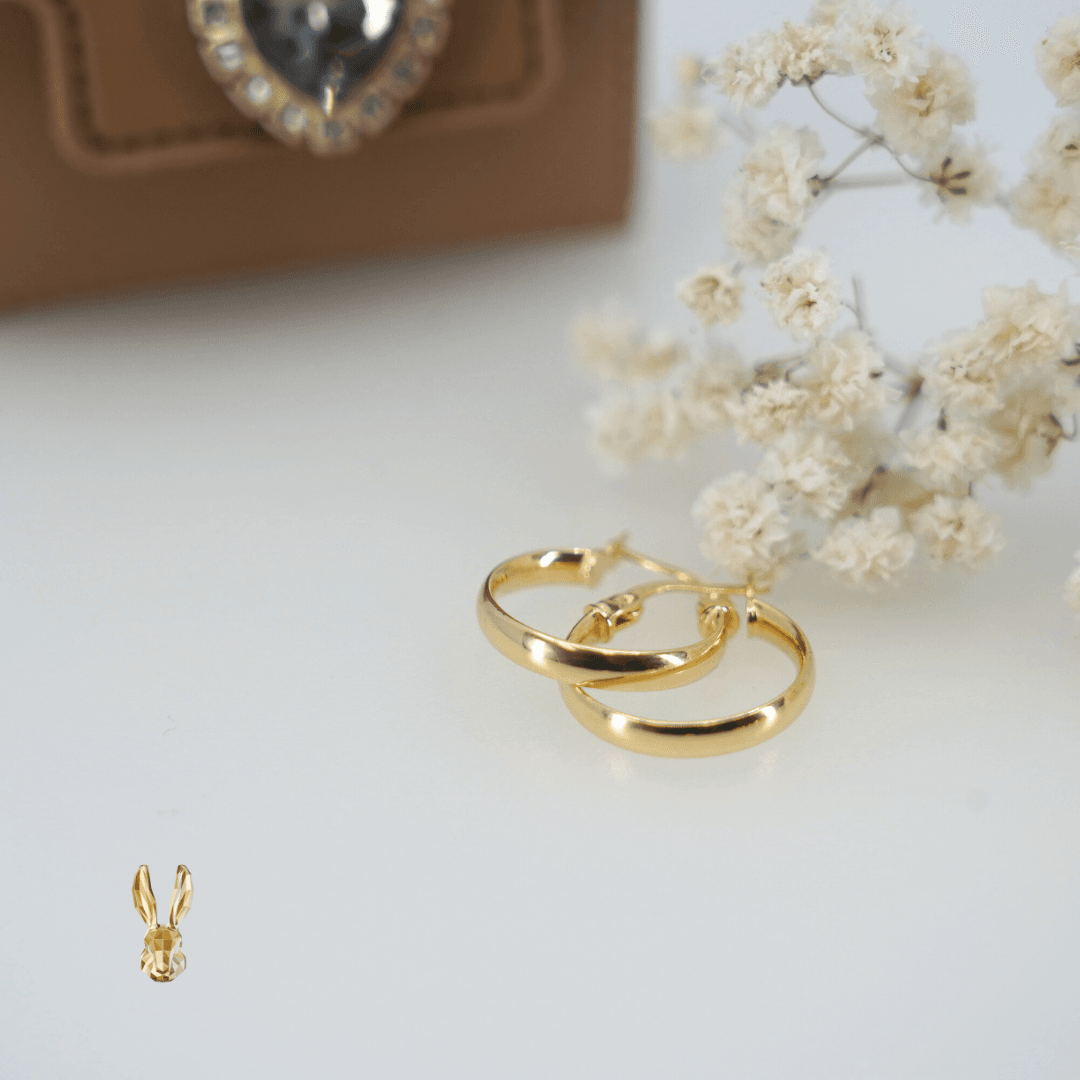 18k gold hoops plane