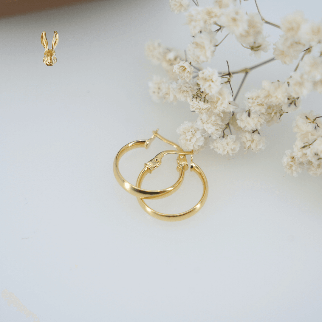 18k gold hoops plane