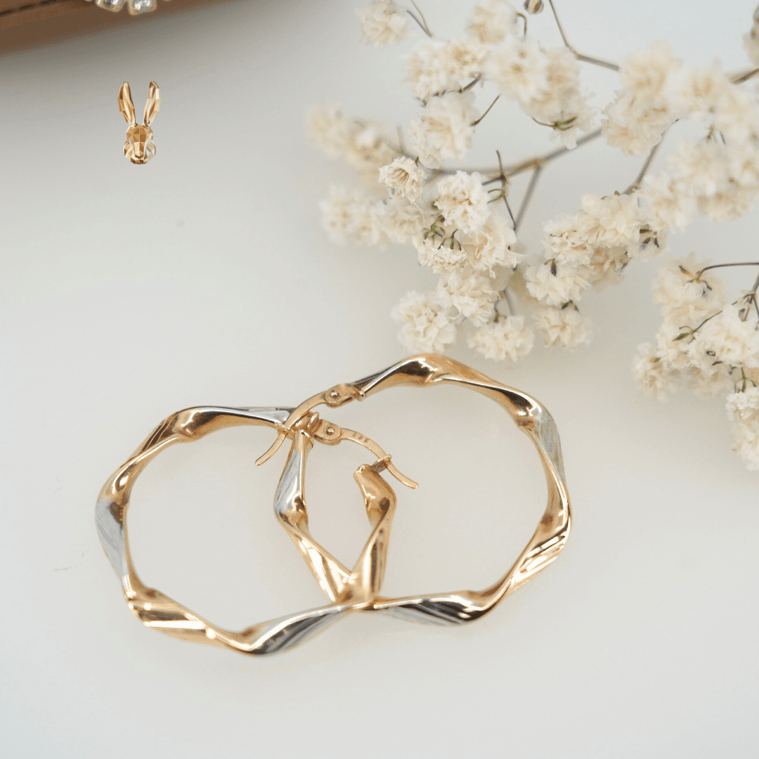 18k Gold Two Colors Hoop