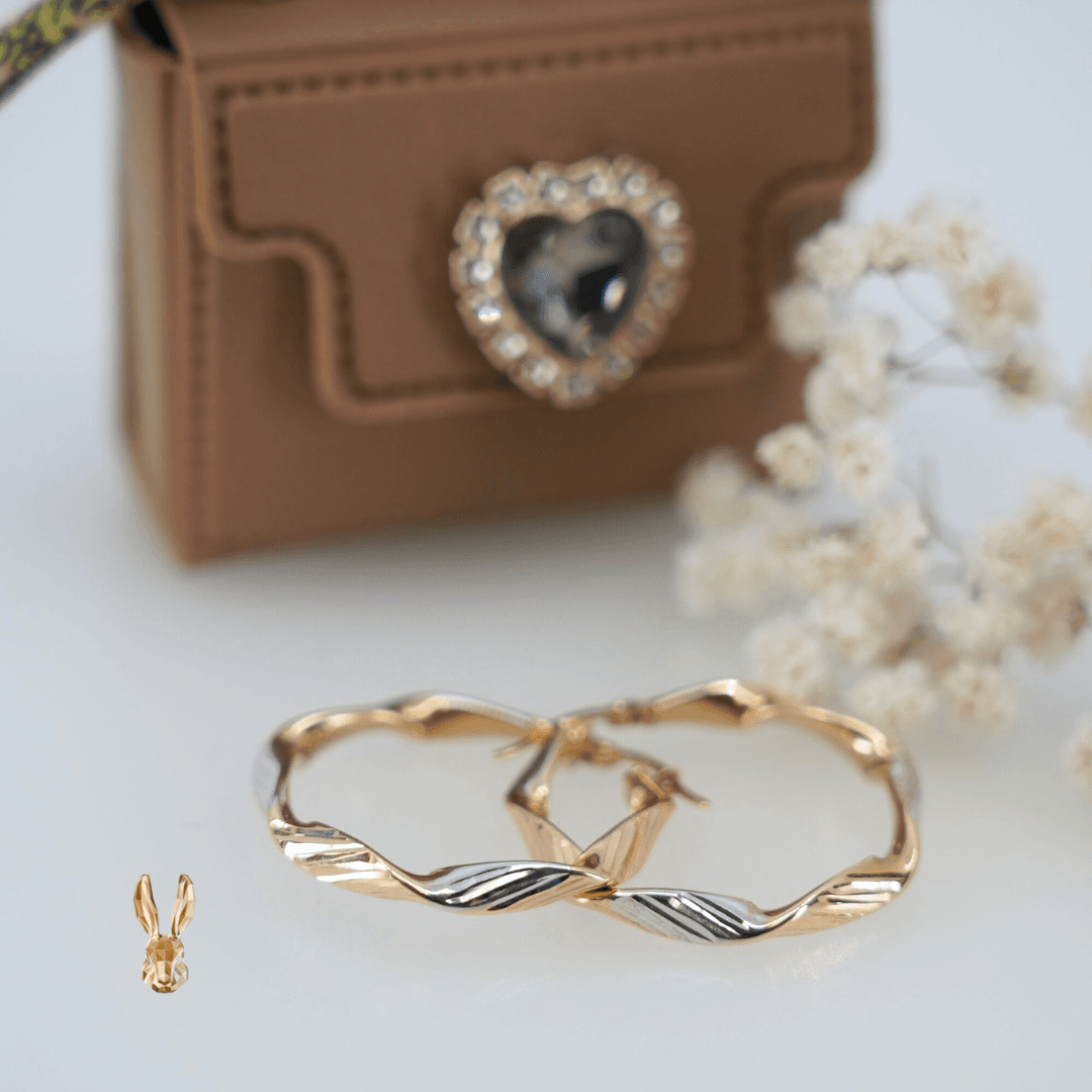 18k Gold Two Colors Hoop