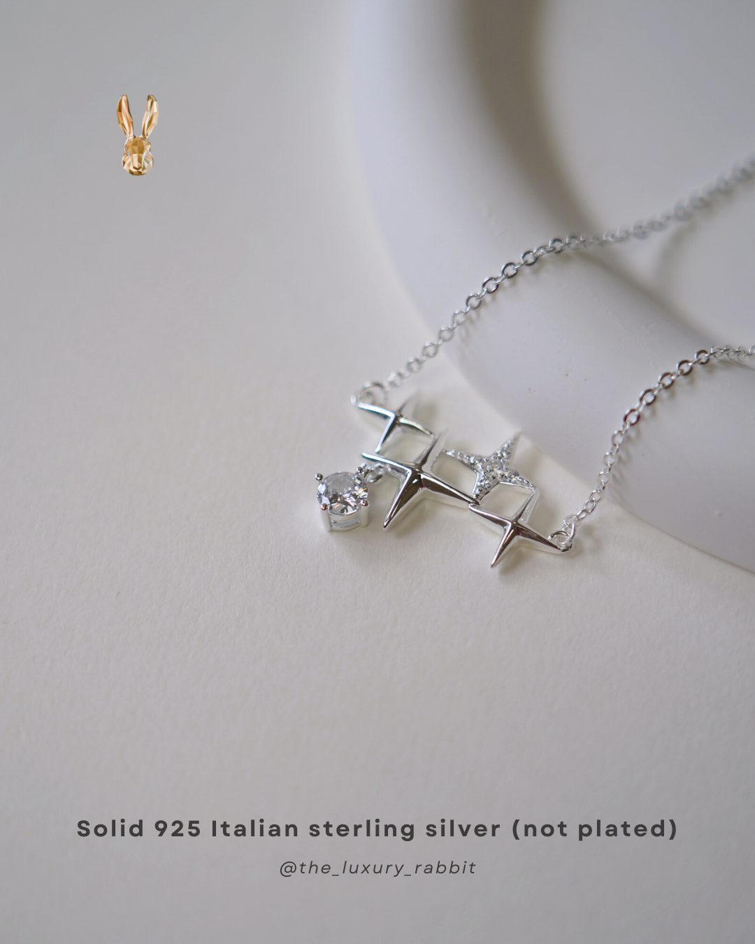 Italian 925 Silver Star Cluster Necklace ✨