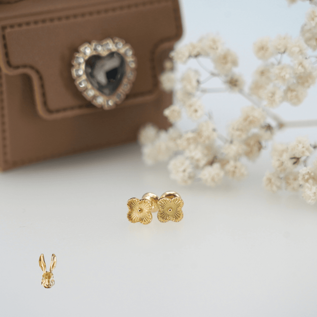 18k Gold Clover earrings small
