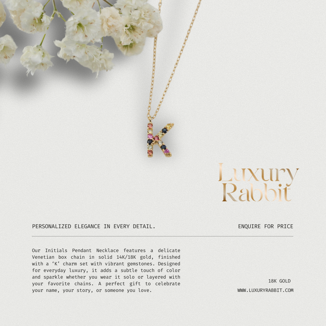 18K Letter Chain and Pendant 45cm