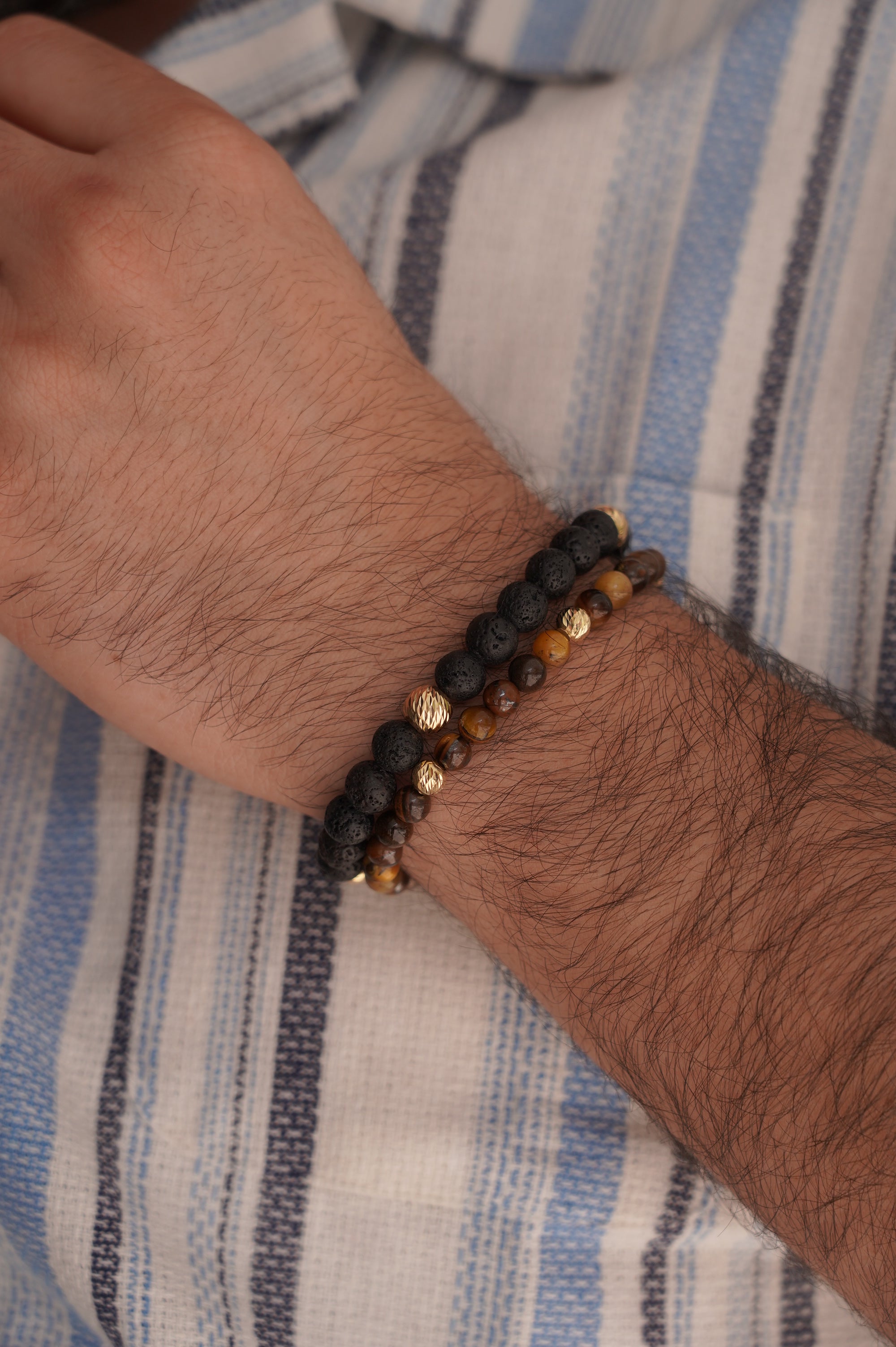 18k Bracelet Volcanic Stone 5 mm