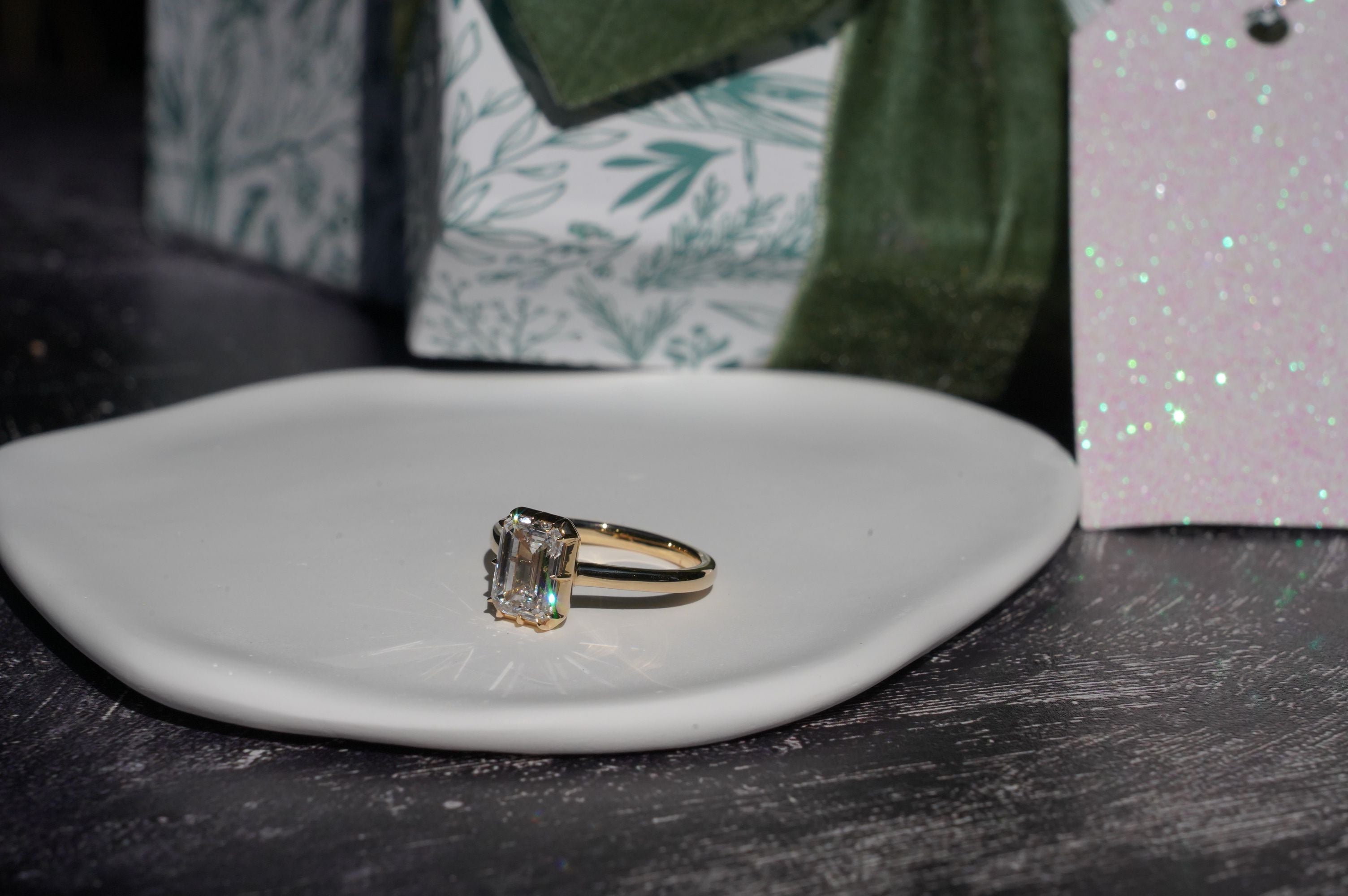 14k Emerald Whisper- Solitaire Ring