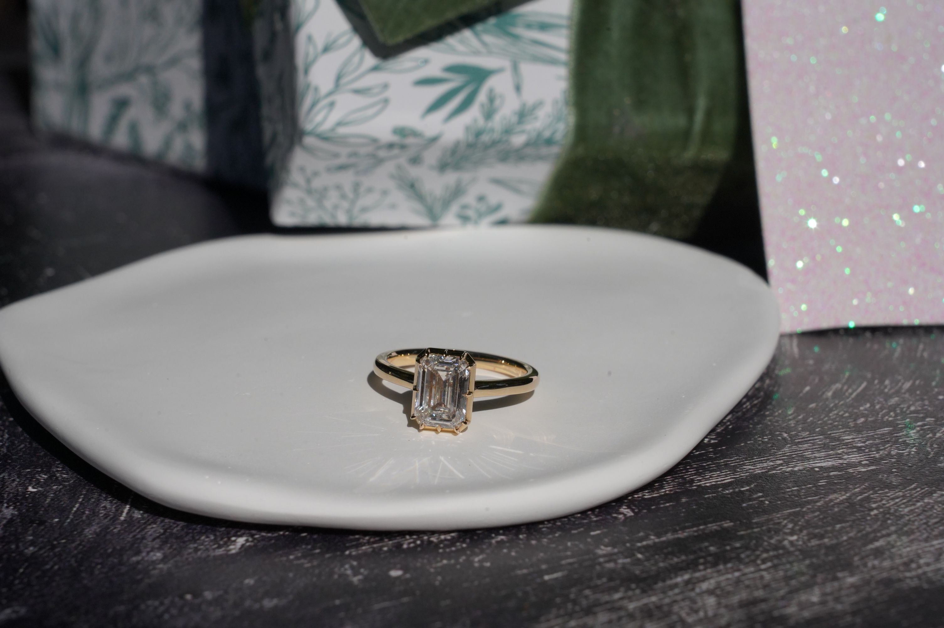 14k Emerald Whisper- Solitaire Ring