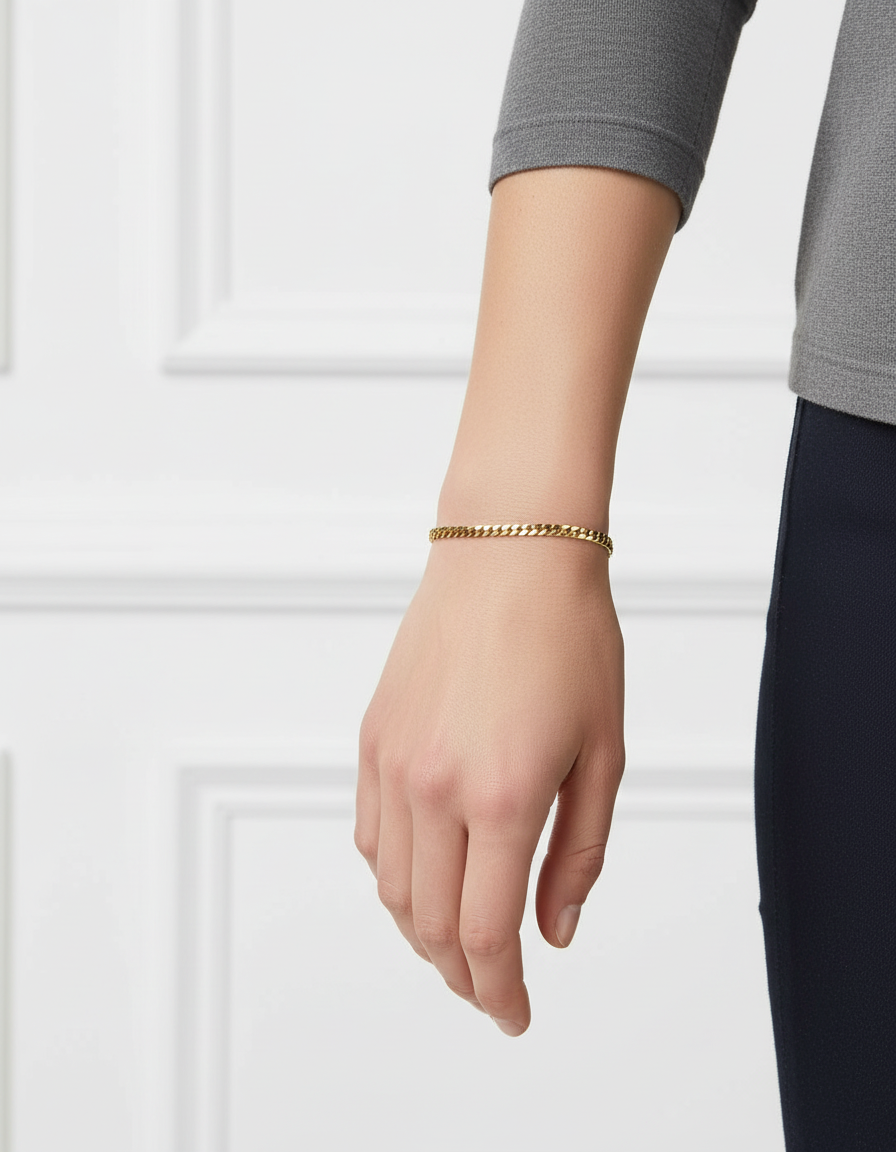 18k cuban bracelet 20 cm 3 mm