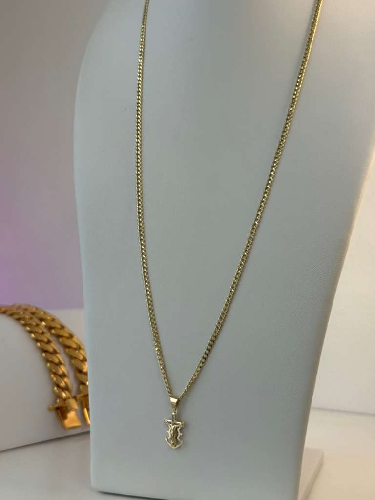 14k cuban link  1 mm 60 cm