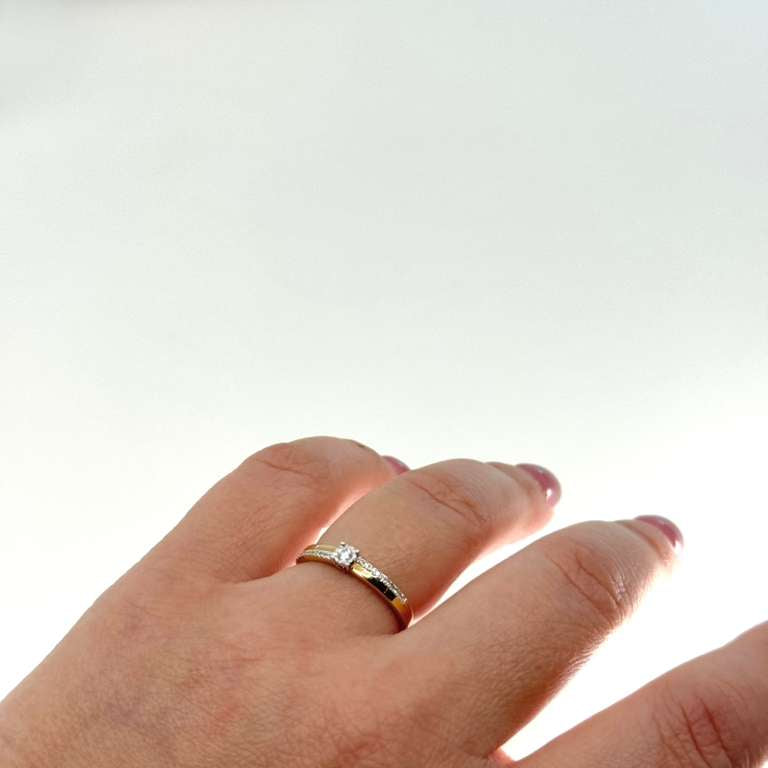 14k solitaire band ring