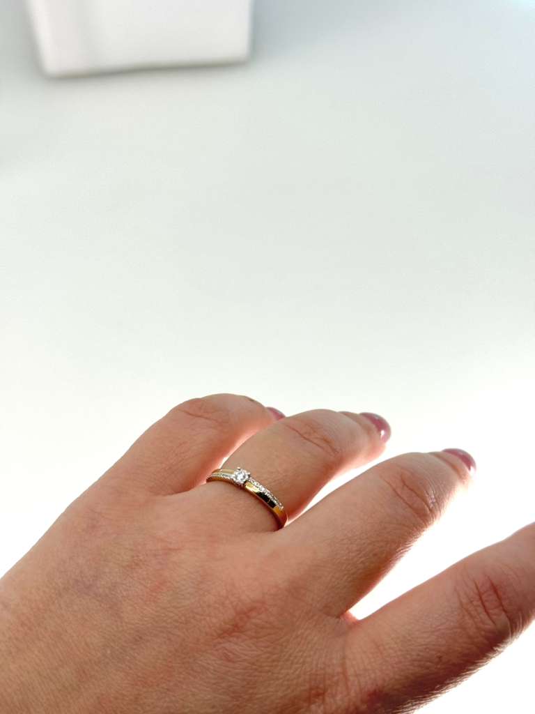 14k solitaire band ring