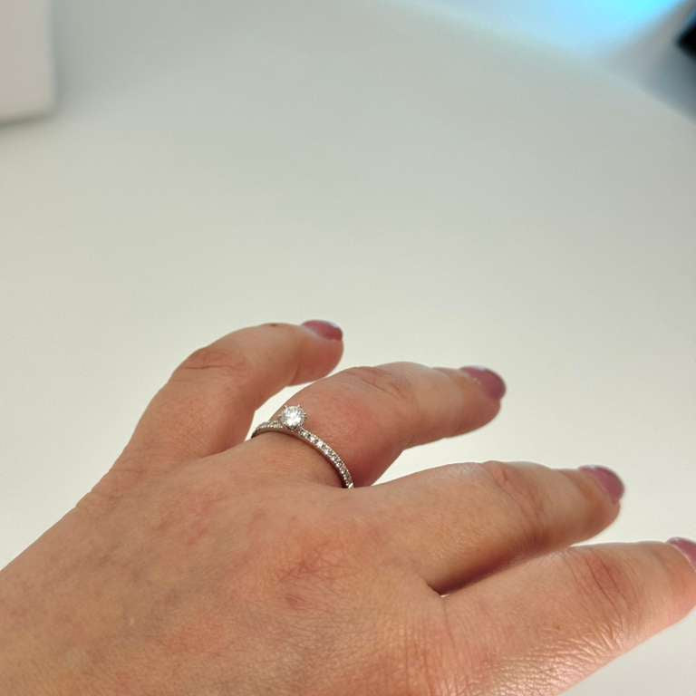 14k Delicate halo Promise Ring diamond