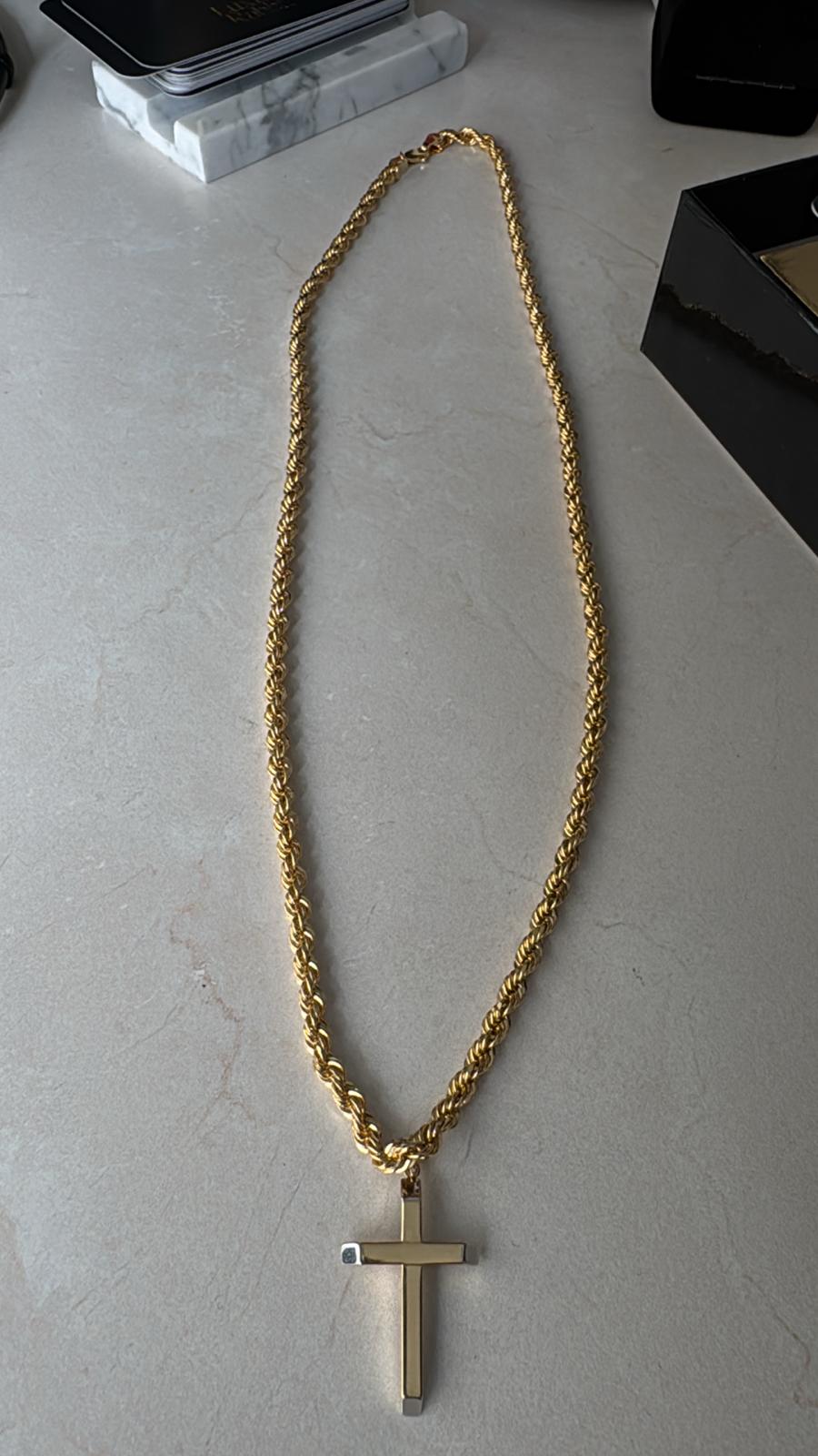 18 K Rope chain + Cross pendant 18K