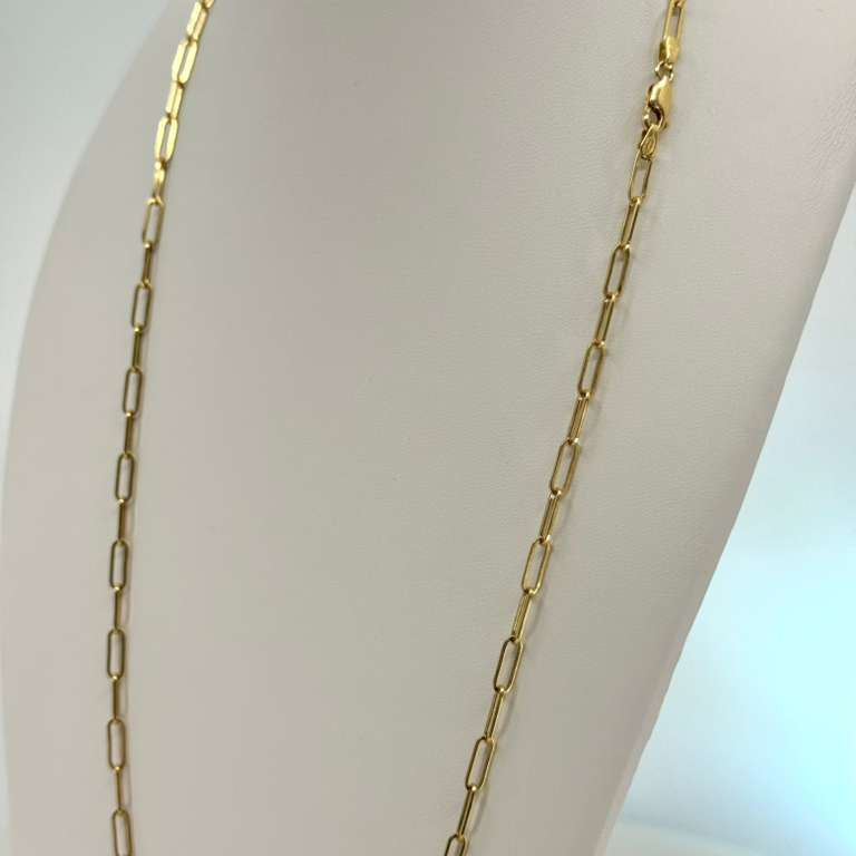 18k Paper clip necklace  60 cm 4 mm