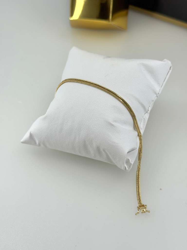 18k double cuban bracelet 3mm 18cm