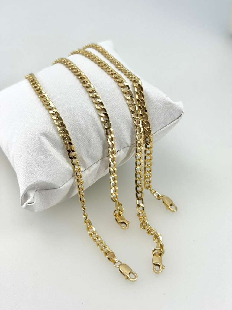 18k pulso cubano 4 mm 19cm