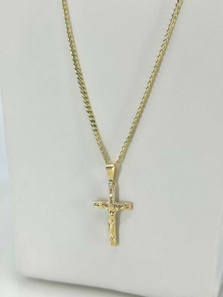 14K Stones Cross Pendant