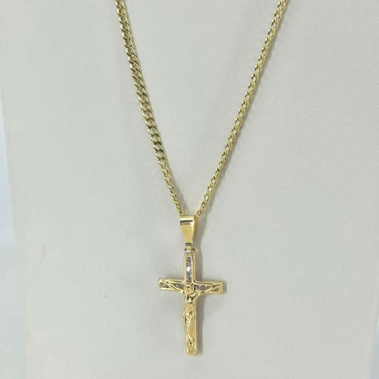 14K Stones Cross Pendant
