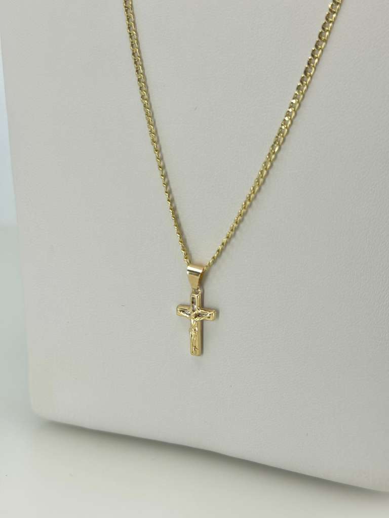 14K Stone Cross Pendant