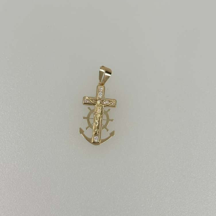 14K Anchor Christ Pendant
