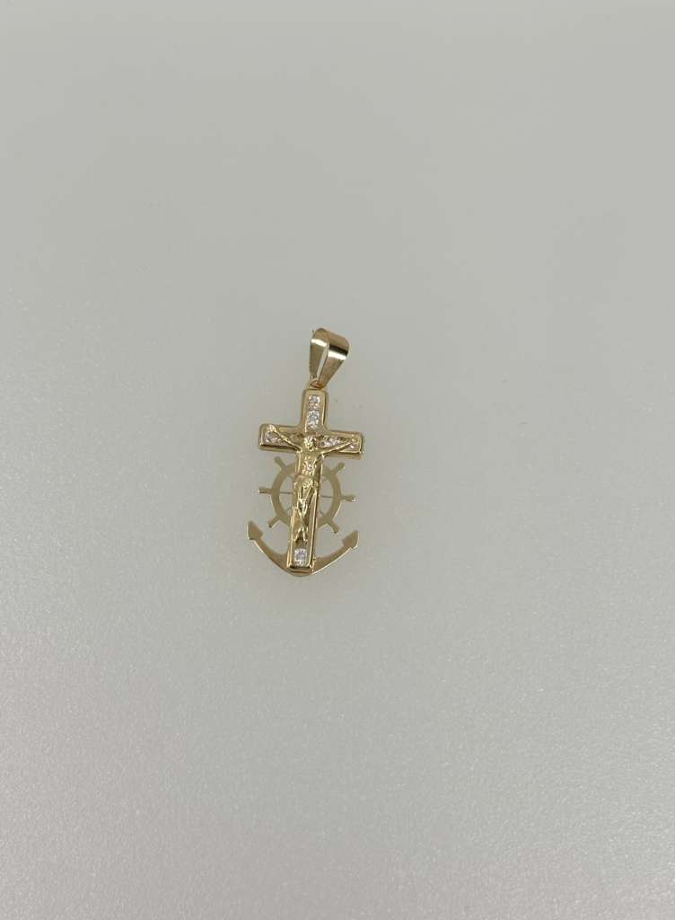 14K Anchor Christ Pendant