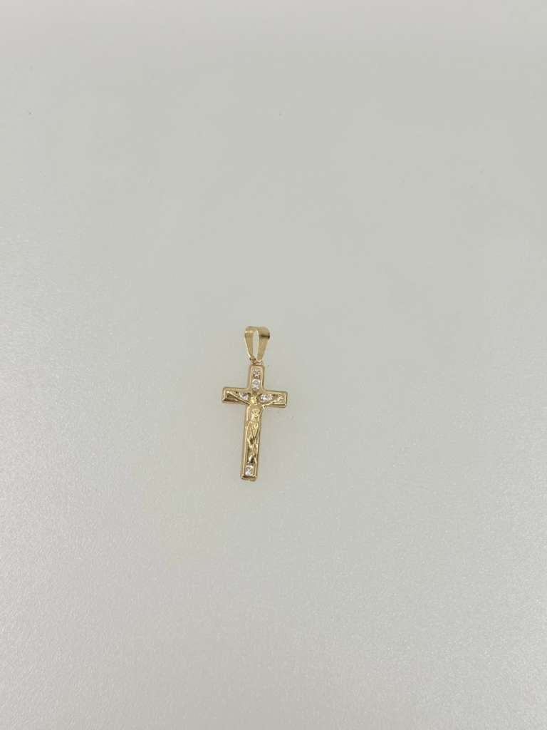 14K Cross with stones