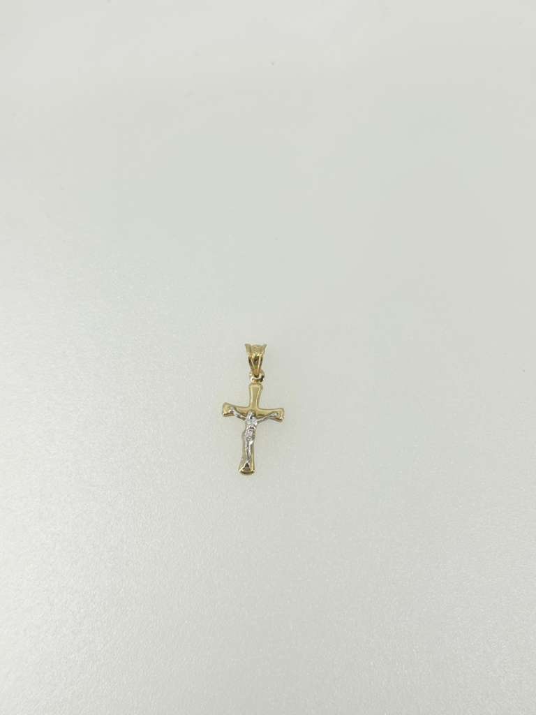 14K White and Yellow Cross