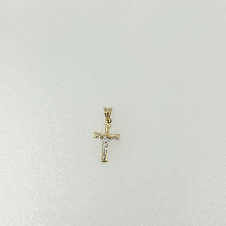 14K White and Yellow Cross
