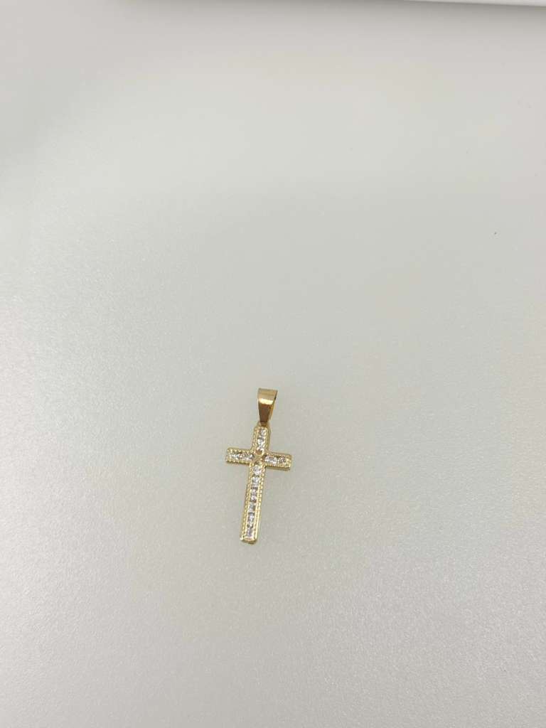 14K Pendant Cross with stone