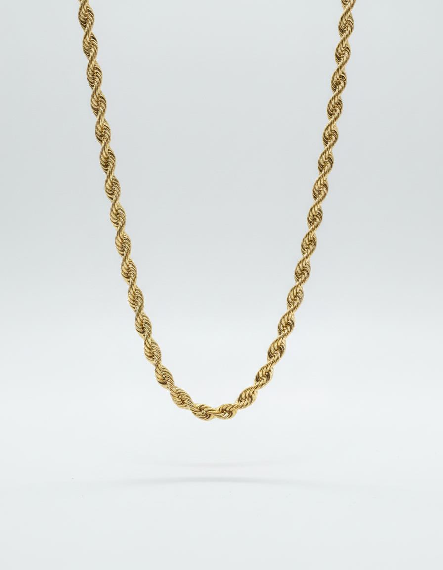 18k Gold Rope Chain Luxury Rabbit 24'