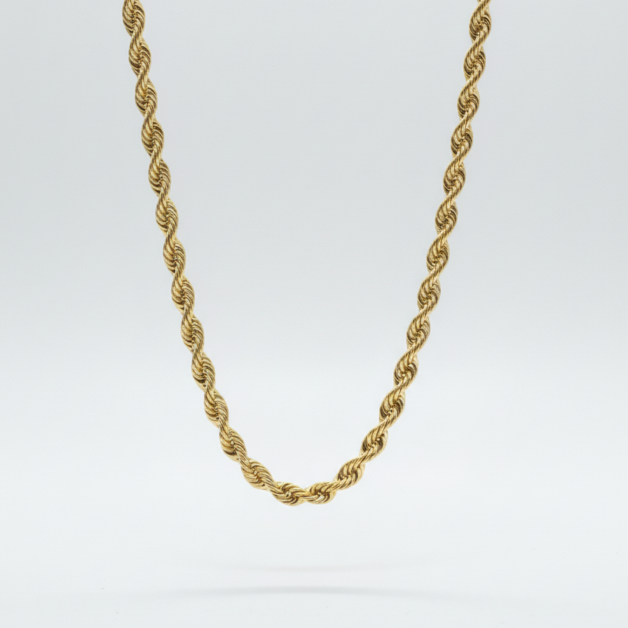 18k Gold Rope Chain Luxury Rabbit 24'